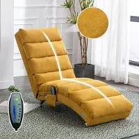 Great han Entspannungsliege Polstersessel Liegesofa mit Vibrationsfunktion Ganzkörper Unterstützung Seitentaschen modernes Design Wohnzimmer Senfgelb