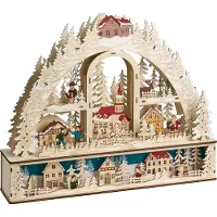 Beliani Weihnachts-LED-Dekoration hellbraunes Holzornament Weihnachtsaccessoire batteriebetrieben
