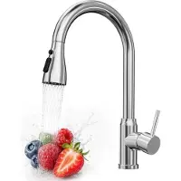 OEM Silber Küchenarmatur, 304 Lebensmittelgrad, Drehbare 360° Abfluss mit Doppelrohrsystem für Kaltes und Heißes Wasser, DE Standardanschlüsse