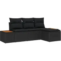 Syfax Gartensofa-set 4 Stk. Schwarz Poly Rattan