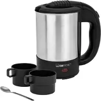 Clatronic Wasserkocher klein 0,5L | Reisewasserkocher inkl. 2 Tassen, Reisebeutel und Löffel | Mini Wasserkocher | Camping Wasserkocher | WKR 3624