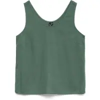 Vero Moda Blusenshirt "VMMYMILO S/L TOP WVN GA", Damen, Gr. S, laurel wreath, Jersey, Obermaterial: 55% Viskose, 45% Leinen, unifarben, regular fit kurz, tiefer Rundhals, Shirts Blusenshirt