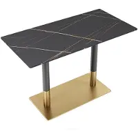360Home Gastronomiemöbel Esszimmertisch Esstisch Küchentisch für Esszimmer Wohnzimmer tisch Bistrotisch Sinterstein schwarzgold1 120*60*75CM /Y-HBJ-120/