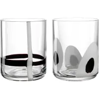 Leonardo Gläser-Set "Trinkglas BANDA NERA, 300 ml, 2er-Set", transparent (transparent, schwarz, weiß), H:9cm Ø:8cm, Glas, Trinkgefäße, Gläser-Set, mit weißen und schwarzen Dekor