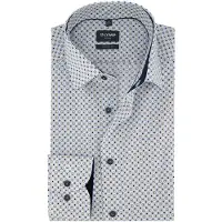 Olymp Langarmhemd "Luxor", Herren, Gr. 45, N-Gr, weiß, Web, Obermaterial: 100% Baumwolle, 2-Knopf-Manschette, Hemden Langarmhemd, Businesshemd, modischer Druck, modern fit, New-Kentkragen