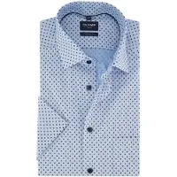 Olymp Kurzarmhemd "Luxor", Herren, Gr. 41, N-Gr, blau (bleu), Web, Obermaterial: 100% Baumwolle, tailliert normal, Hemden Kurzarmhemd, Businesshemd, modern fit, New-Kentkragen