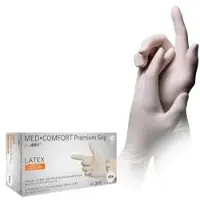 Ampri MED-COMFORT Premium Grip Latexhandschuhe, puderfrei, weiß 01037-M , 1 Packung = 100 Stück, Größe M