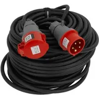 Doktorvolt CEE Verlängerungskabel 50m 400V 16A 5P IP44 Starkstromkabel Gummiverlängerung H07RN-F OnPD 5x2,5mm2 mit Klettverschluss Stecker Kabel DV-6692-CEE-16