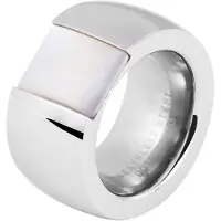 Akzent Fingerring "aus Edelstahl mit Perlmutt" Gr. 56, silber (silberfarbig), Fingerringe, Damen, 56, Edelstahl, Fingerring