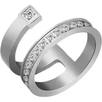 Akzent Fingerring "Silvie, silberfarbig, langlebig" Gr. 60, silber (silberfarbig), Fingerringe, Damen, 60, Edelstahl, Fingerring