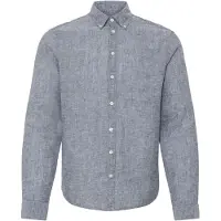 Casual Friday Langarmhemd "Langarmhemd CFAnton", Herren, Gr. L, N-Gr, blau (schwarz navy), Obermaterial: 100% Leinen LI., Hemden Langarmhemd