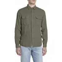 Replay für Herren. M4147.000.81388B Beige Regular Fit Leinenhemd (S), Lässig, Langarm