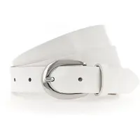 Tamaris Ledergürtel "Carolin Silver", Damen, Gr. 75, weiß, Materialmix, unifarben, Gürtel Ledergürtel, weiches Lack-Rindleder mit hochglänzendem Finish