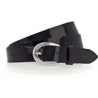 Tamaris Ledergürtel "Carolin Silver", Damen, Gr. 75, schwarz, Materialmix, unifarben, Gürtel Ledergürtel, weiches Lack-Rindleder mit hochglänzendem Finish