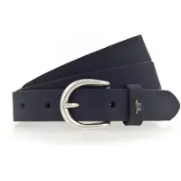 Mustang Ledergürtel "Harper", Damen, Gr. 105, blau (navy), Rindsleder, Gürtel Ledergürtel, schmale Form, 2,5 cm breit, aus Rindsleder, mit ovaler Schließe