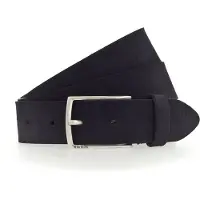 Mustang Ledergürtel "Landon", Herren, Gr. 110, blau (navy), Leder, genarbt, unifarben, Gürtel Ledergürtel, Genarbtes Vollleder mit Glanz, 3,5 cm
