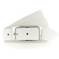 Tamaris Ledergürtel "Charlie Silver", Damen, Gr. 115, weiß, Rindsleder, unifarben, Basic, Gürtel Ledergürtel, mit länglicher Doppelschließe, aus Rindsleder, unifarben