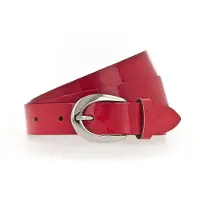 Tamaris Ledergürtel "Carolin Silver", Damen, Gr. 110, rot, Materialmix, unifarben, Gürtel Ledergürtel, weiches Lack-Rindleder mit hochglänzendem Finish
