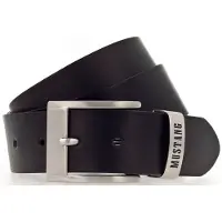 Mustang Ledergürtel "Spencer", Herren, Gr. 85, schwarz, Rindsleder, unifarben, Gürtel Ledergürtel, mit schlichter Dornschließe in mattem Silber