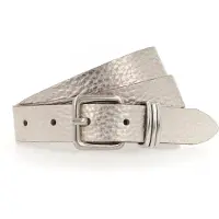 Tamaris Ledergürtel "Cara Silver", Damen, Gr. 100, gold (goldfarben), Rindsleder, glänzend, festlich, Gürtel Ledergürtel, mit Metallic-Finish, Topseller