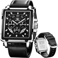 Olevs Herrenuhren Lederarmband Chronograph Japanische Quarz Herren Uhr mit Datum Wasserdicht Klassische Elegantes Armbanduhr Herren Geschenk