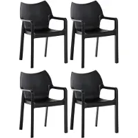 CLP 4er Set Gartenstühle Diva mit Armlehne, Farbe:schwarz