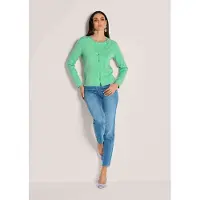 MADELEINE Basic Strickjacke mit Halbarmpullover in smaragd / melange | Gr.: 48