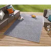 Hanse Home Meadow In- & Outdoorteppich Raute Blau Creme