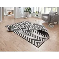 Hanse Home In- & Outdoor Wendeteppich Palma, Schwarz Weiß, Streifen, Wetterfest - 240x340 cm