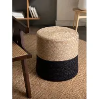 Hanse Home Pouf "Looma, Jute", gold (naturgold, schwarz), B:40cm H:40cm, Obermaterial: 100% Jute, Poufs, Pouf