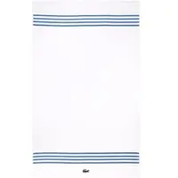 Lacoste Badetuch "LCOURTLI", weiß (aerien), B:90cm L:150cm, Frottier, Obermaterial: 97% Baumwolle, 3% Polyester, Handtücher, Badetuch, mit Label-Applikationen und gestreifter Bordüre