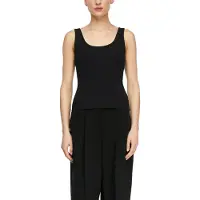 Comma Ripptanktop , Damen, Gr. 36, schwarz, Rippware, Obermaterial: 95% Baumwolle, 5% Elasthan, unifarben, körpernah hüftbedeckend, Rundhals, Tops Ripptanktop, mit Stretch