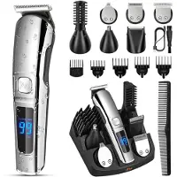 Ufree Herren Bart- und Haarschneider – 6-in-1 Trimmer für Bart, Nase, Gesicht, Körper, USB, Nass/Trocken, LED