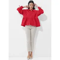 Alba Moda Oversized Bluse mit Plisseedetails in rot | Gr.: 48