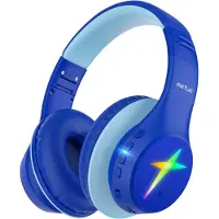 EarFun Bluetooth Kopfhörer Kinder, 5 LED-Beleuchtungsmodi, 74/85/94 dBA Lautstärkebegrenzung, 90 Std Akku, Hi-Fi Klang, HD-Mikrofon, Bluetooth 5.4