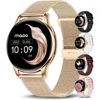 Maoo Smartwatch mit Anruffunktion,1,32-Zoll-AMOLED-Display,Herzfrequenzmesser,SPO₂, Blutdruckmesser, 100+ Sportmodi,IP67 wasserdicht,inklusive 5 Armbänder