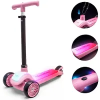 Sun baby LUMI RIDE dreirädriger Balance-Scooter mit LED (7 Farben, 20 Programme), höhenverstellbar 64-81 cm, PolyurethanRäder, rosa