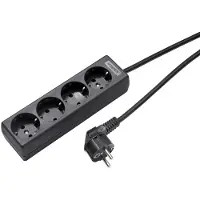 Kaiser Martin 4-Wege-Buchse mit Erdkontakt und Kabel 5m Schwarz (Europäische Steckdose) - 1040ZL5-15W/sw [8 Stück]