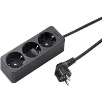 Kaiser Martin 3-Wege Erdungsbuchse mit 3M Kabel Schwarz (Europäische Steckdose) - 538ZL3-15W/sw [10 Stück]
