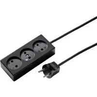 Kaiser Martin 3-Wege ungeerdete Steckdose 16A mit 1,5m Kabel (Europäische Steckdose) - 511ZL/15/sw [20 Stück]