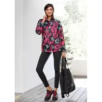 MADELEINE Outdoorjacke "Jacke Outdoor Steppjacke mit floralem Print", Damen, Gr. 34, schwarz (schwarz, multicolor), Obermaterial: 100% Polyester PES., Modern, Jacken Outdoorjacke