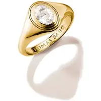 Thomas Sabo Fingerring "Bold Elegance Ring mit ovalem Zirkoniastein" Gr. 54, gelbgoldfarben, kristallweiß, Fingerringe, Damen, 54, Silber 925 (recycelt), 8mm, Fingerring, mit Zirkonia (synth.)