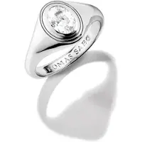 Thomas Sabo Fingerring "Bold Elegance Ring mit ovalem Zirkoniastein" Gr. 54, silberfarben, kristallweiß, Fingerringe, Damen, 54, Silber 925 (recycelt), 8mm, Fingerring, mit Zirkonia (synth.)