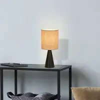 Corep Tischlampe Sally, schwarz matt/beige Höhe 33 cm Metall/Stoff