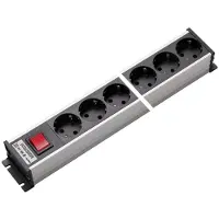 Kaiser Martin Aluminium Steckdosenleiste 10-fach Schalter Schwarz (Europäische Steckdose) - 1301/10sw [10 Stück]