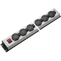 Kaiser Martin Steckdosenleiste 8-fach Klappdeckelschalter IP20 (Europäische Steckdose) - 1058/8l-sw [10 Stück]