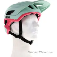ABUS MTB-Helm Cliffhanger - Fahrradhelm für anspruchsvolle Trails - mit großen Lüftungsöffnungen & TriVider Riemensystem - für Damen und Herren - Mintgrün/Pink, Größe S (51-55 cm)