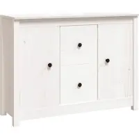 Syfax Sideboard Weiß 100x35x74 cm Massivholz Kiefer