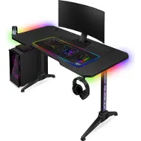 Connect IT Spieltisch NEO RGB schwarz 120x60x75 cm, wasserdicht, Kabelmanagement, Becherhalter, Kopfhörerhaken