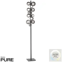 Pure LED-Stehlampe Popup, grau Aluminium/Glas Dimmer 12-flg.